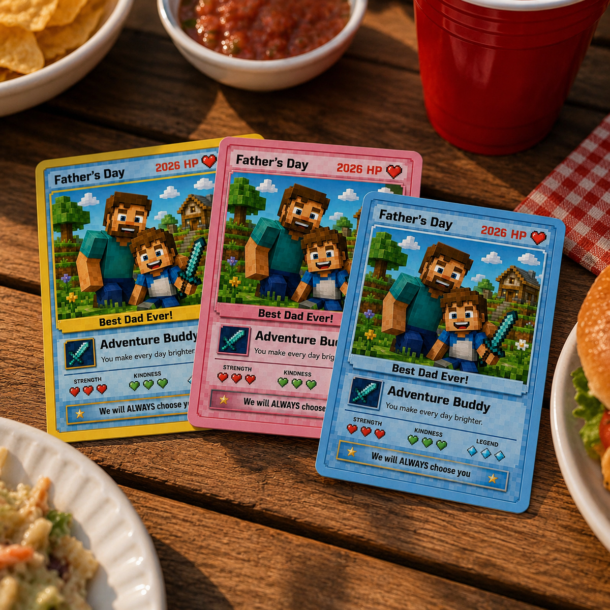 Custom Father's Day Game Card for Dad & Grandpa, Personalized Cartoon Portrait Gift From Kids Keepsake, Father's Day Gift