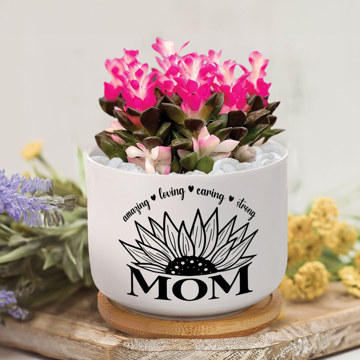 Personalized Sunflower Mom Flower Plant Pot, Mother's Day Gift, Outdoor Flower Pot, Gift for Mom
