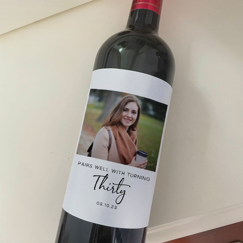 Custom 30th Birthday Wine Label/40th Birthday Gift/Personalized Photo Label Stickers/Birthday Gift for Women/Gift For Her/ Champagne Label