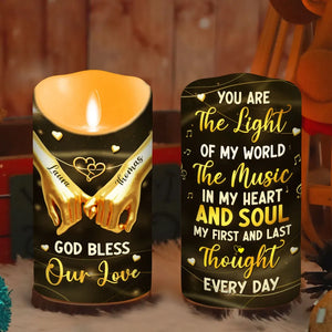 You Are The Light Of My World - Personalized LED Flameless Candle - Anniversary Gift, Valentine's Day Gift For Couple