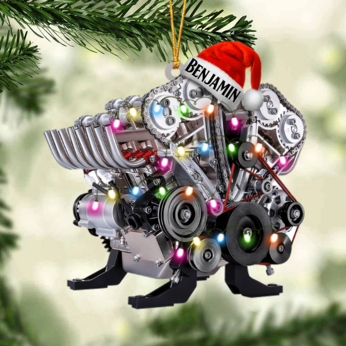 Drag Racing Hot Rod V8 Engine, Personalized Acrylic Christmas Ornament, Gift For Mechanic & Racer