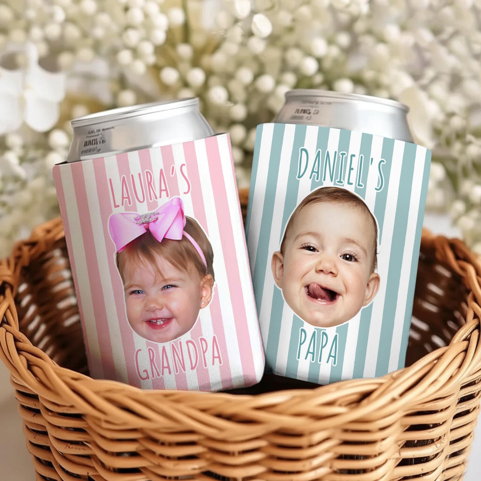 Personalized Kids Photo Can Cooler, Custom Funny Face Baby Can Cooler, Gift For Husband, New Dad Gift, Father's Day Gift For Dad, Husband