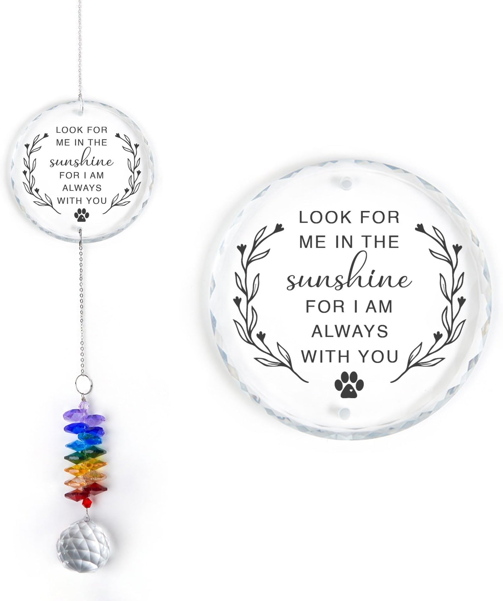 Look For Me In The Sunshine Personalized Memorial Ornament, Crystal Heart Ornament Sympathy gift, Memorial gift with name, Prism rainbow