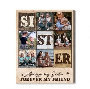 Sister Photo Collage Canvas, Christmas Gift For Sister, Sister Birthday Gift, Sister Photo Print, Sibling Gift, Big Sister Gift, Sister Gift