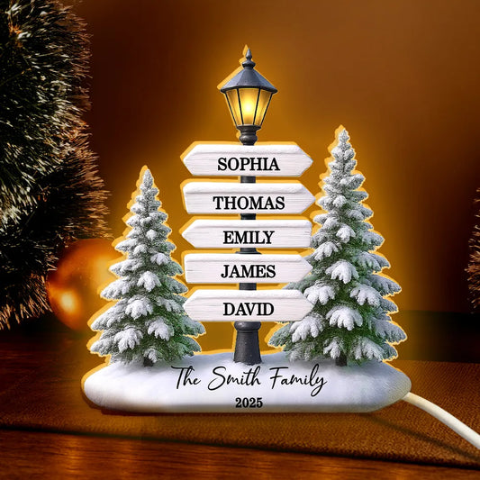 Family Lamp Posts Directional Signs Christmas Night - Personalized Light Box - Christmas Gift For Family