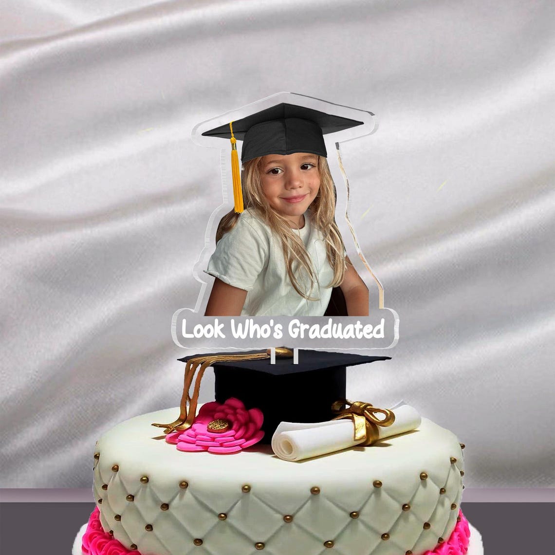 Personalized Childhood Photo Acrylic Cake Topper, Graduation Party Decoration, Custom Photo Cake Topper, Graduated 2026, Class Of 2026 Gift