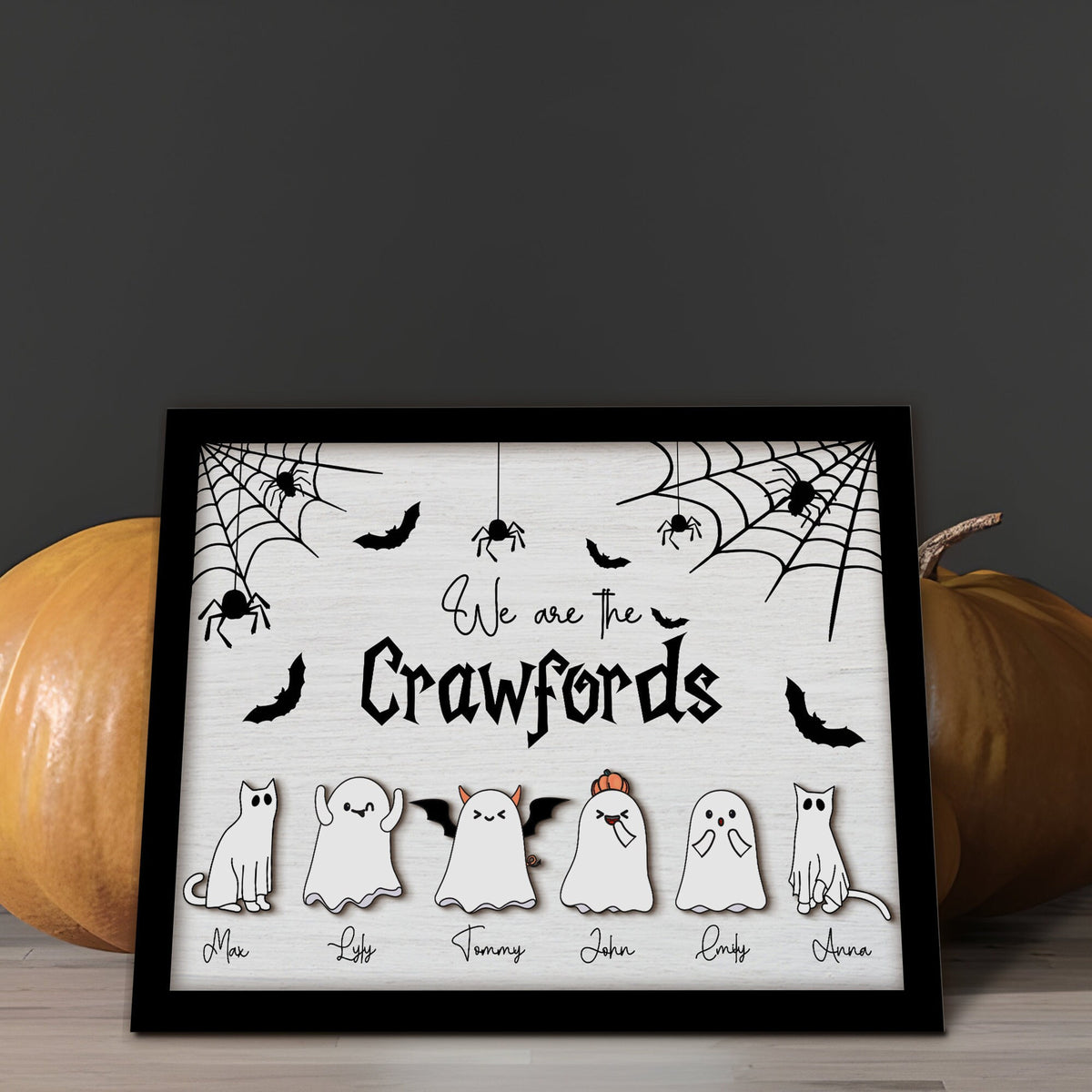 Halloween Ghost Family With Pets, Custom Halloween Family Sign, Custom Ghost Family Sign, Halloween Sign, Halloween Decor, Halloween Gift