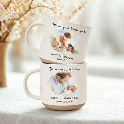 Custom Dad Mug Watercolor Portrait Coffee Cup, Fathers Day Gift From Wife & Daughter, First Father's Day, Dad Birthday, Mug Gift for Dad