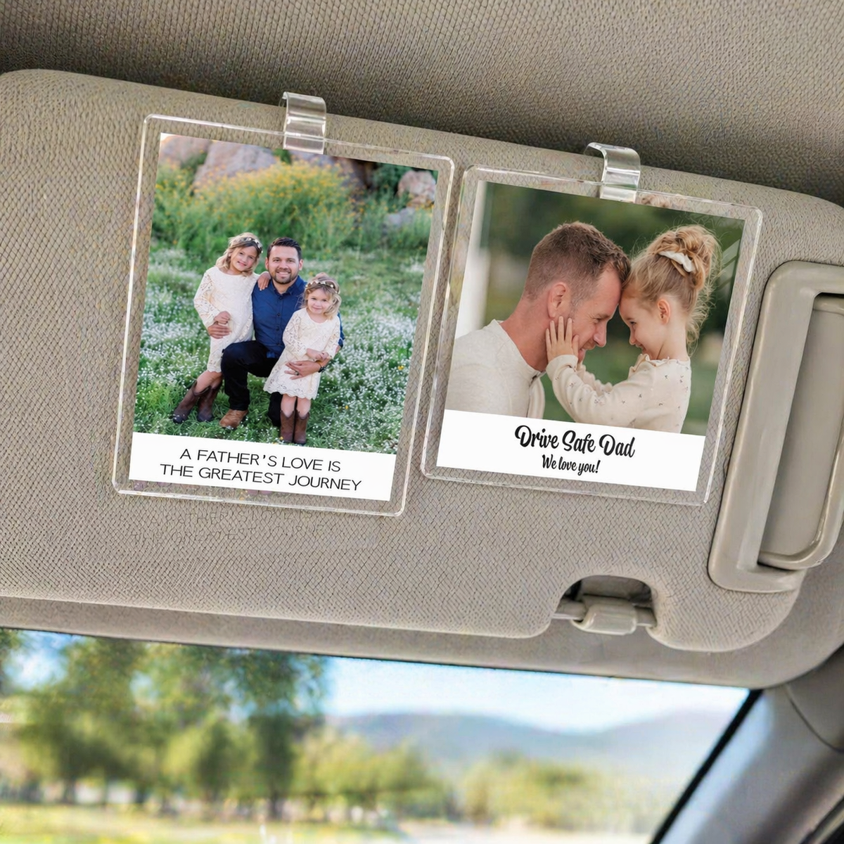 Personalized Car Visor Clip with Photo, Custom Sun Visor Picture Holder, Father's Day Gift, Sentimental Car Decoration, Drive Safe Daddy
