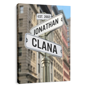 Couple Street Sign - Personalized Canvas - Gift For Couple