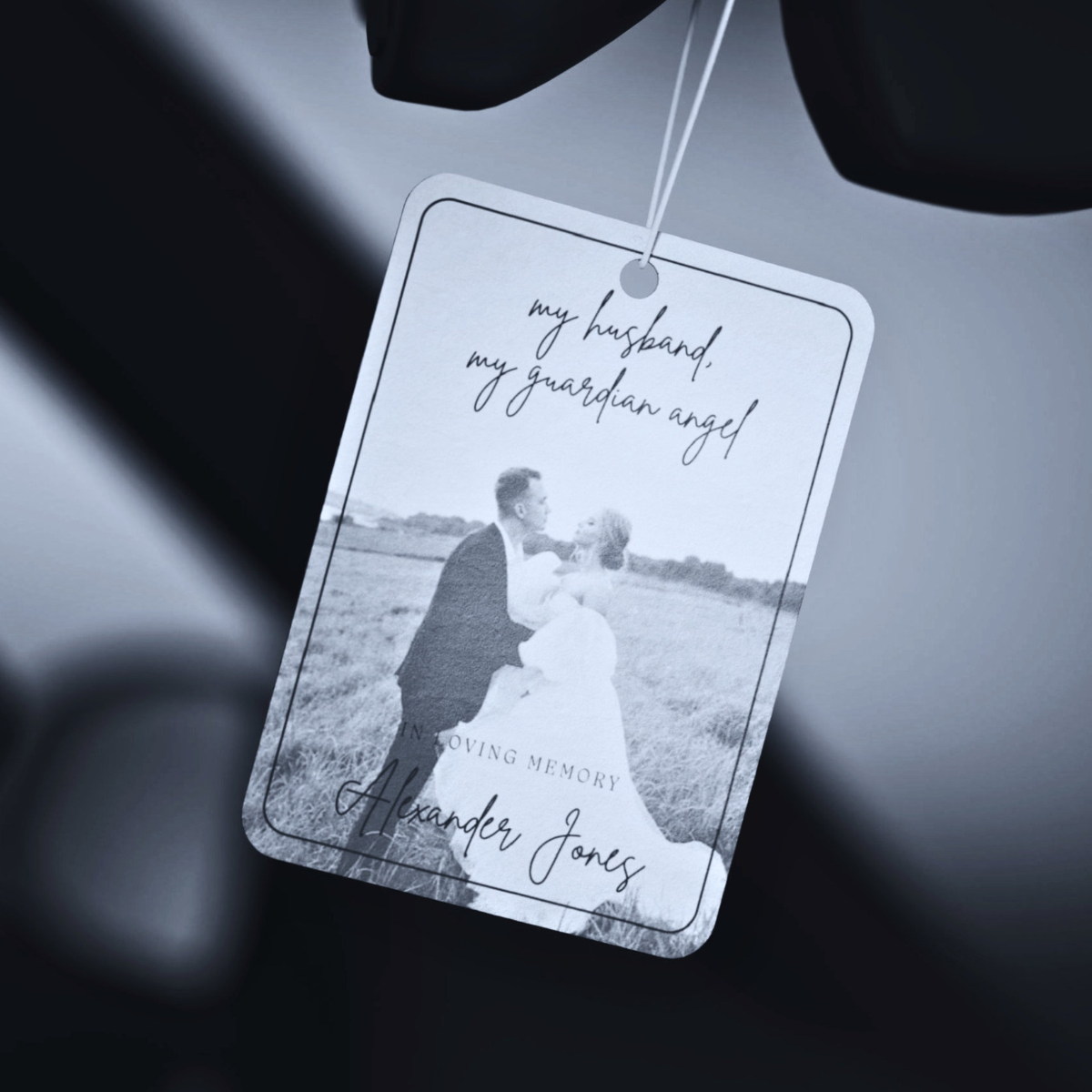 Custom Photo Guardian Angel Memorial, Personalized Air Freshner, Car Rearview Mirror For My Husband, Keepsake Gift,In Loving Memory Sympathy