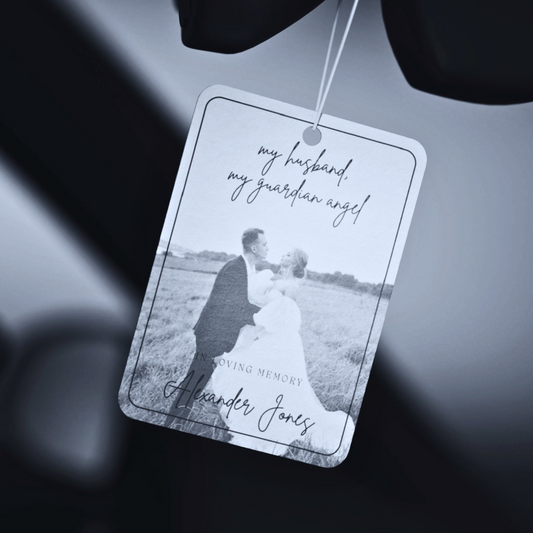 Custom Photo Guardian Angel Memorial, Personalized Air Freshner, Car Rearview Mirror For My Husband, Keepsake Gift,In Loving Memory Sympathy