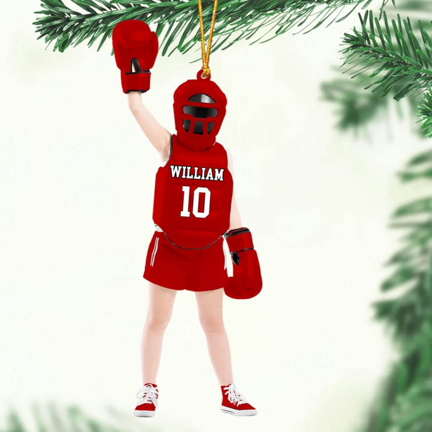 Personalized Boxing Kid Christmas Ornament, Acrylic Ornament For Boxing Lovers, Boxers