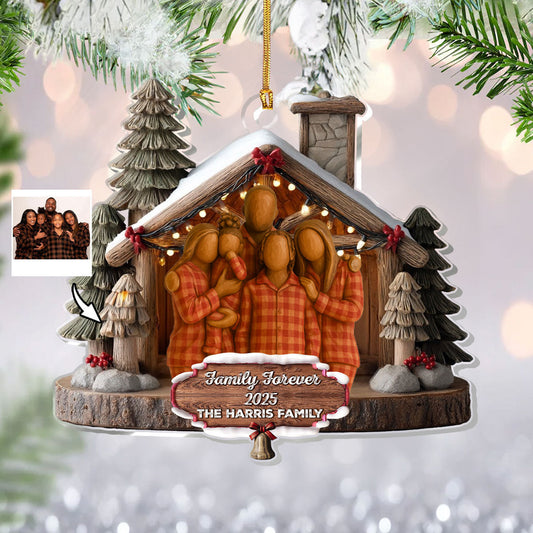 Family Forever Custom Photo - Personalized Acrylic Ornament - Christmas Gift For Family