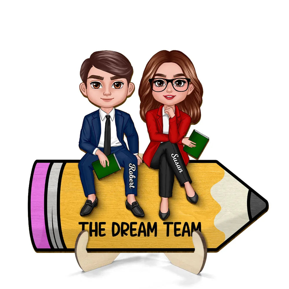 Best Friends Teaching Together - Personalized Wooden Plaque - Gift For Teacher, Gift For Colleagues, Back To School Gift