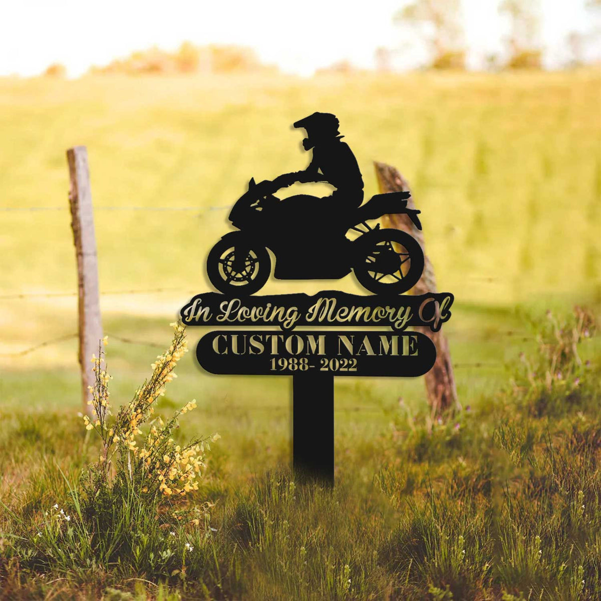Personalized Biker Motocycle rider Memorial Stake, Metal Stake, Sympathy Sign, Grave Marker, Remembrance Stake, Biker Loss, Biker Sign Gift