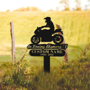 Personalized Biker Motocycle rider Memorial Stake, Metal Stake, Sympathy Sign, Grave Marker, Remembrance Stake, Biker Loss, Biker Sign Gift