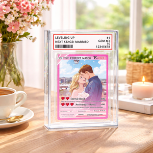 Personalized Couple Poke Love Acrylic Block, Valentine's Custom Photo Anime Themed Gift for Anniversary, Gamer Husband Present from Wife