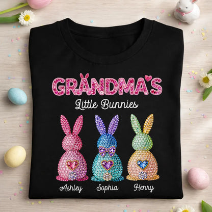 Grandma's Little Rhinestones Bunnies - Personalized Apparel - Easter Gift For Mom Grandma