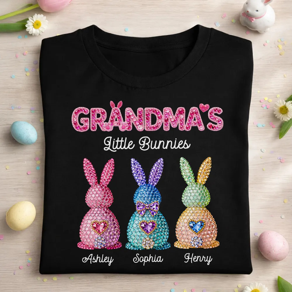 Grandma's Little Rhinestones Bunnies - Personalized Apparel - Easter Gift For Mom Grandma