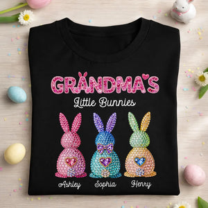 Grandma's Little Rhinestones Bunnies - Personalized Apparel - Easter Gift For Mom Grandma