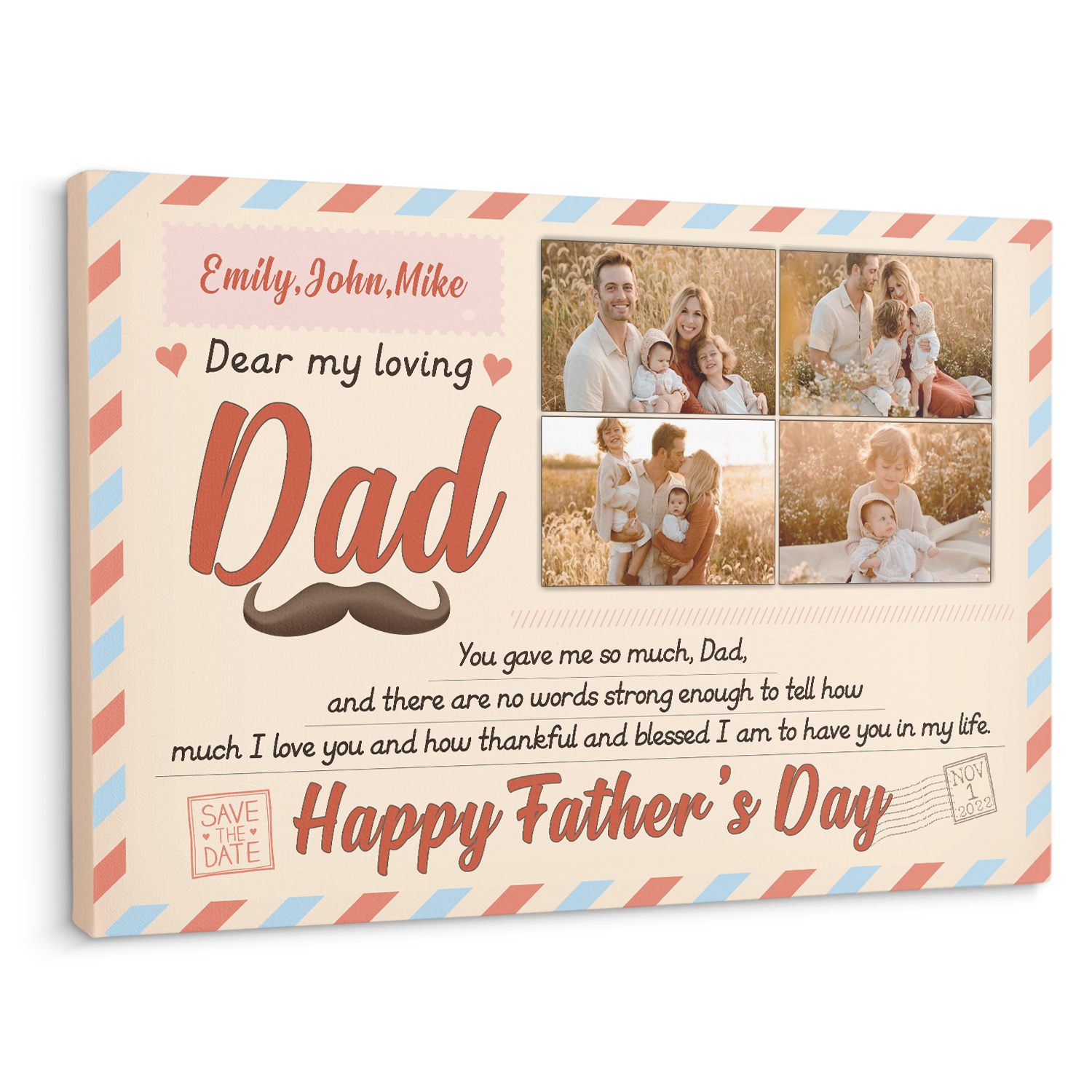 Dear My Loving Dad - Personalized Canvas - Gift For Dad, Father's Day, Birthday Gift