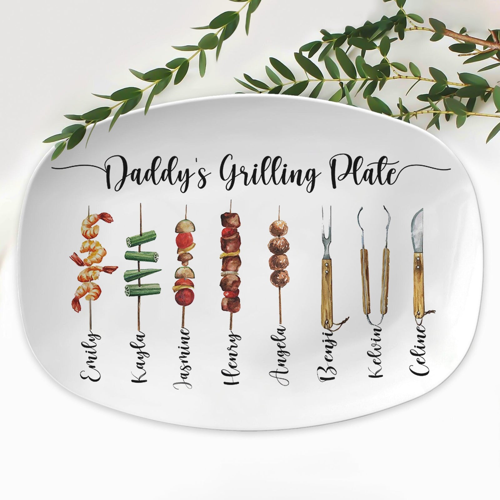 Personalized Daddy's Grilling and Chilling Platter, Custom Platter Gift for a Griller Men, Custom Barbeque Platter For Dad, Gift For Grampy