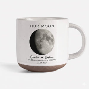 Our Moon Couple Moon Phase - Personalized Pottery Mug - Anniversary Gift For Him Gift For Her