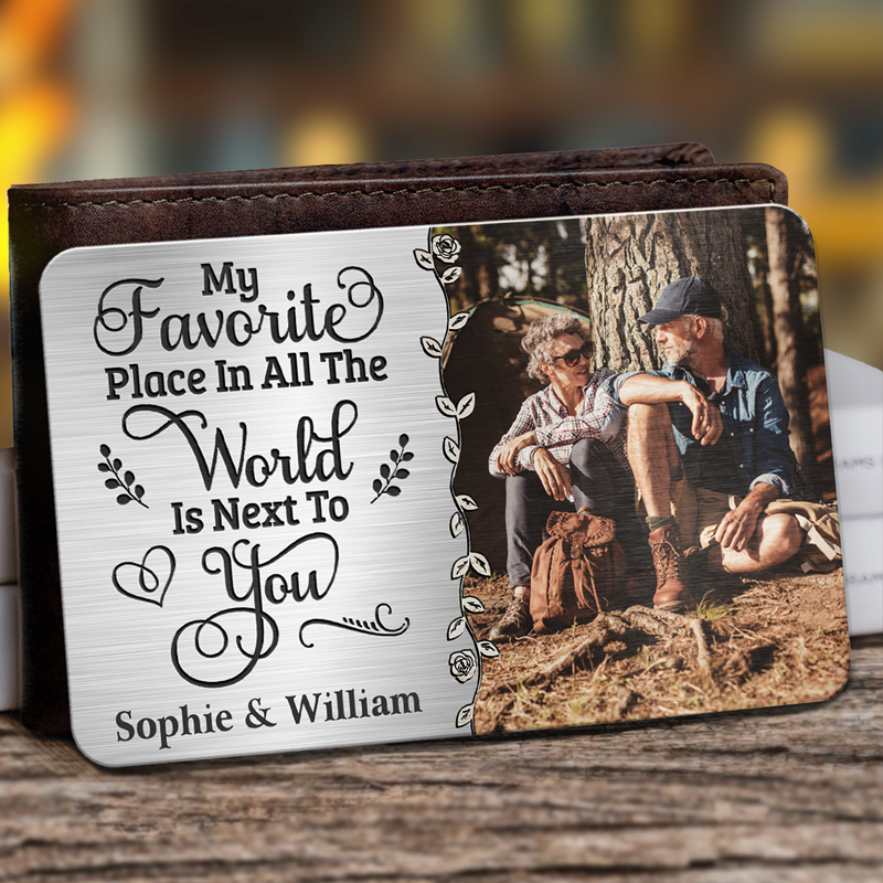 My Favorite Place In All The World - Personalized Wallet Insert Card - Gift For Couple, Anniversary Gift, Valentine's Day Gift
