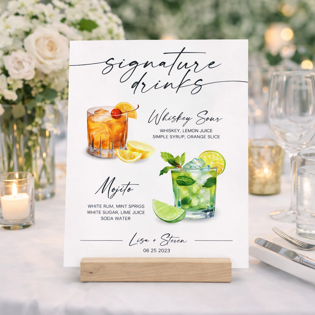 His & Hers Signature Drink, Wedding Sign Bar Menu, Couples Cocktail Drink Sign, Wedding Signature Drink Sign Bar Sign
