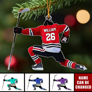 Personalized Hockey Player Christmas Ornament, Gift For Hockey Players Keepsake Ornament
