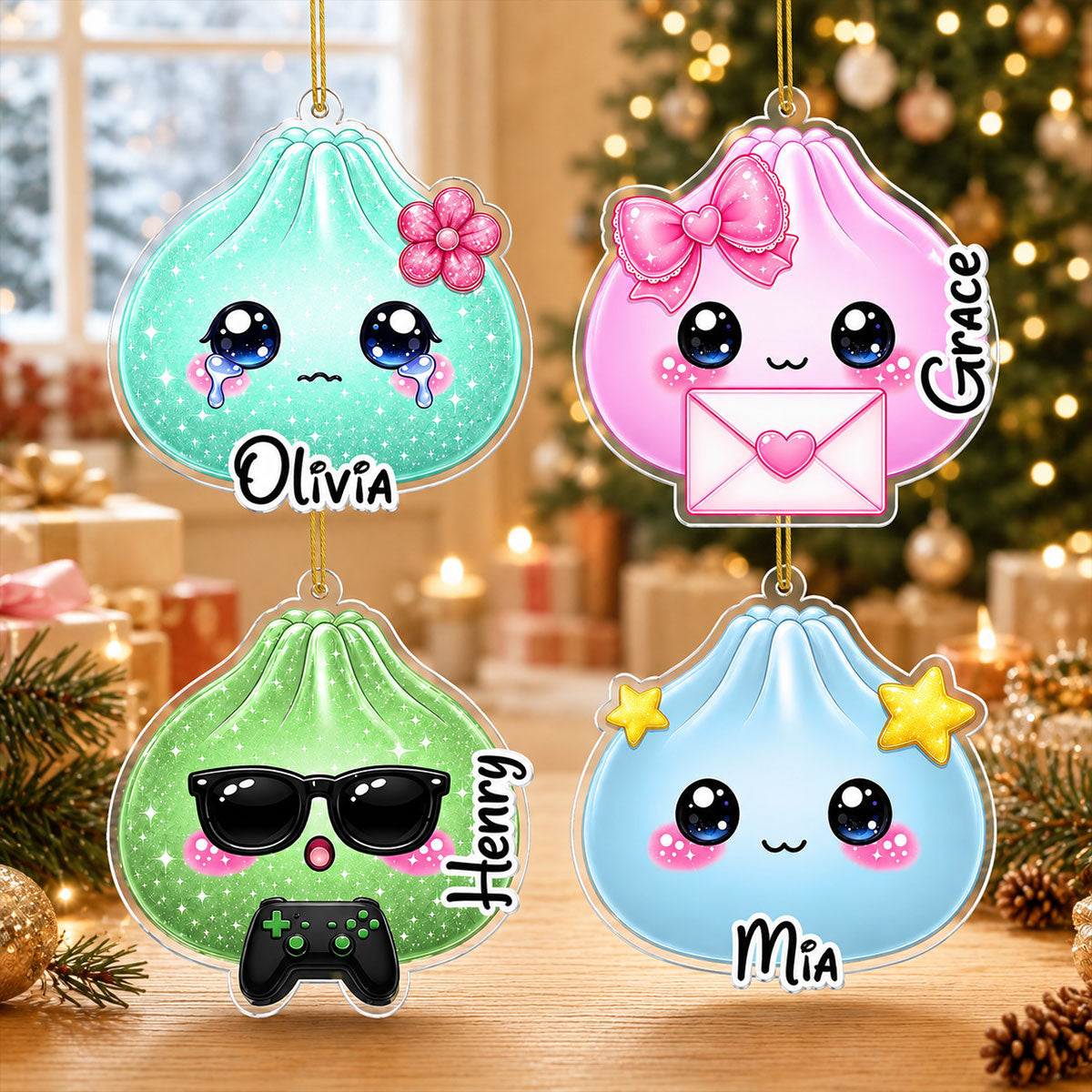Squishy Dumpling Acrylic Ornament - Personalized Christmas Ornaments