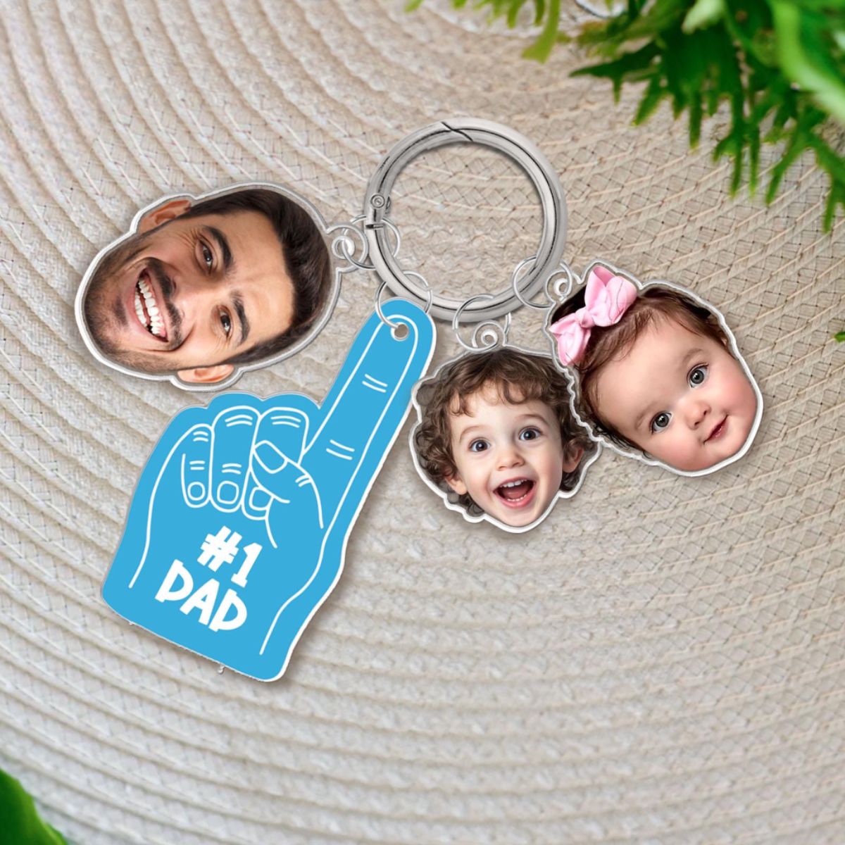 Personalized Father's Day Gift For Dad, Custom Daddy Keychain With Photo Charm, Gift From Kids, Baby Photo Keychain