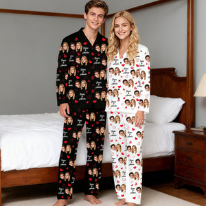 Custom Face Pajama Set, Personalized Photo Pajamas, Christmas Sleeping Matching Set For Couple