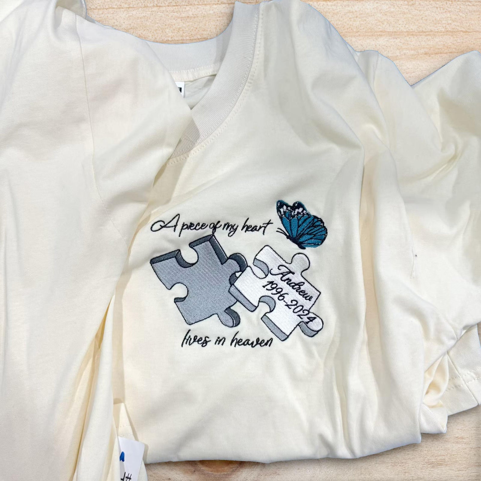 In Loving Memory Embroidered Shirt, Personalized Name Butterfly Memorial Gift for Loss of Dad Mom, Custom Remembrance Day Keepsake
