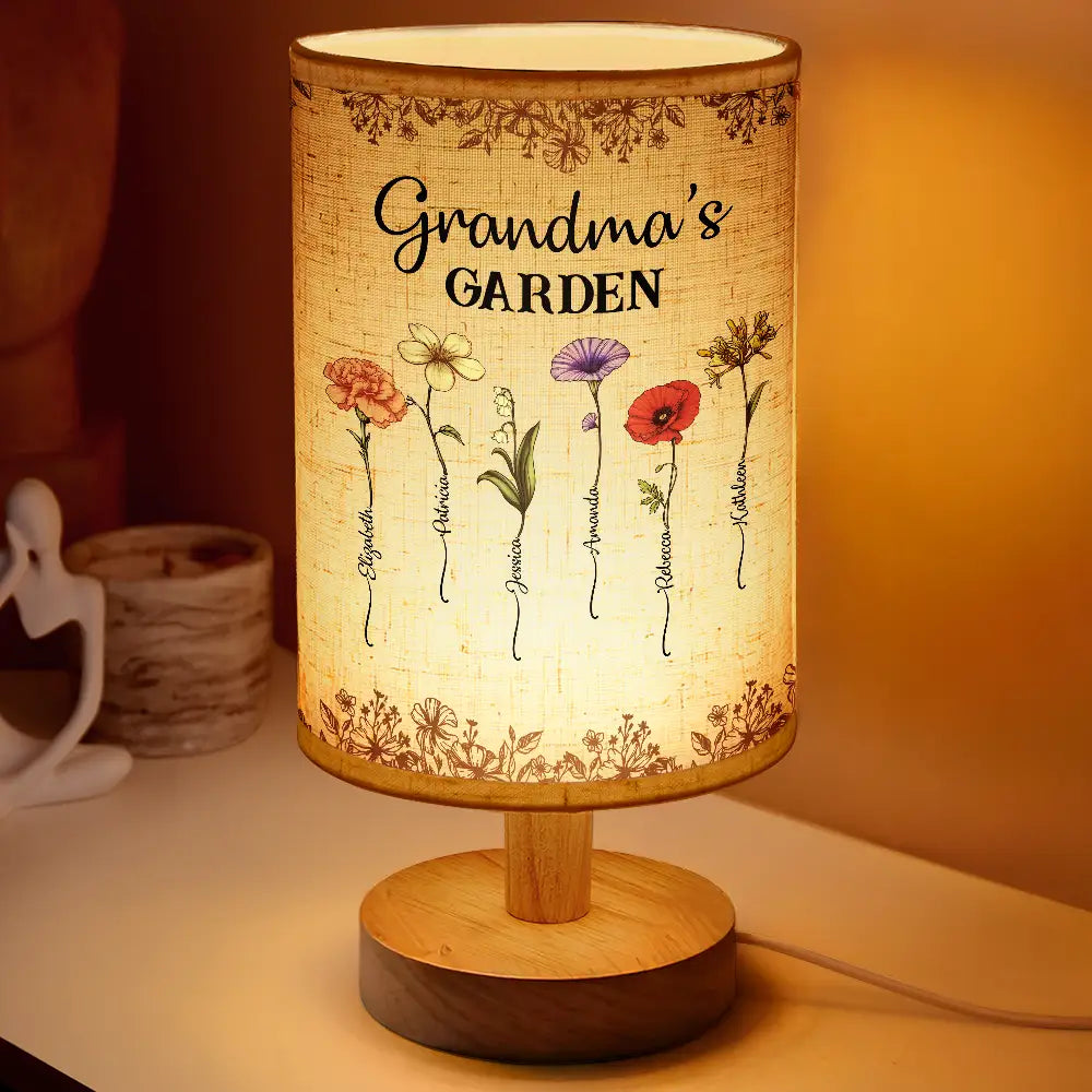 Grandma's Garden Birth Flower - Personalized Fabric Lamp - Gift For Grandma, Mother