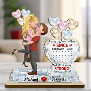 Annoying Each Other & Still Going Strong Crystal Heart - Personalized Wooden Plaque - Valentine's Day Gift, Anniversary Gift For Couple
