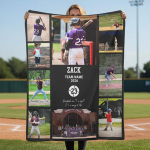 Personalized Baseball Photo Blanket, Custom Senior Night Gift, Baseball Team Graduation Coach Appreciation Keepsake, First Baseman Gift