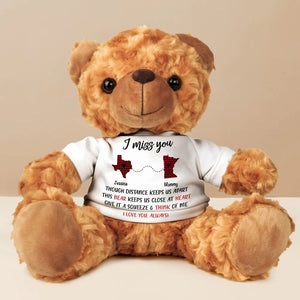 Give This Bear A Squeeze And Think Of Me - Personalized Teddy Bear Plush - Long Distance Gift For Family
