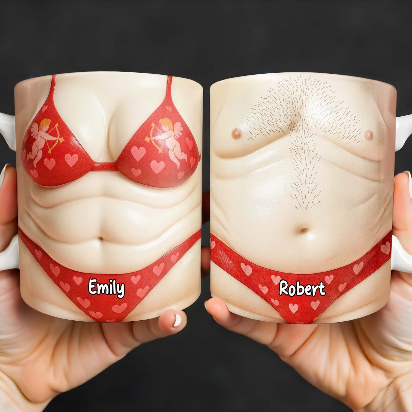 Custom Cupid-Themed Mug With Hearts And Angels, Personalized Coffee Mug, Gift For Partner