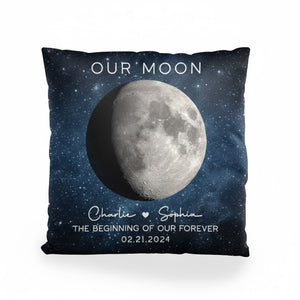 Our Moon Couple Moon Phase - Personalized Pillow - Anniversary Gift For Him Gift For Her