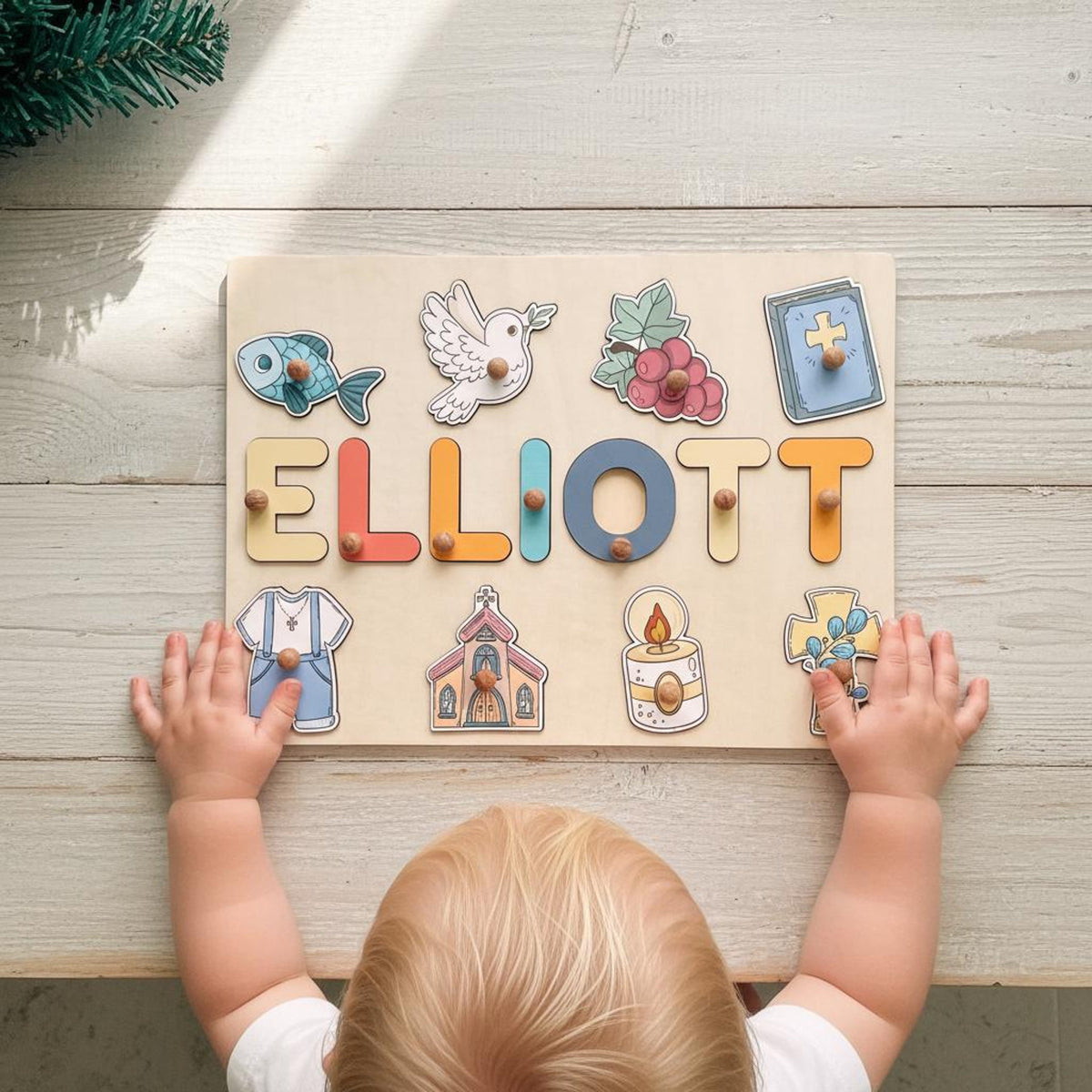 Personalized Baptism Name Puzzle: Catholic Godson Gift, Baptism Gifts Boy, Dedication Gifts, Christening Gifts, Birthday Gifts