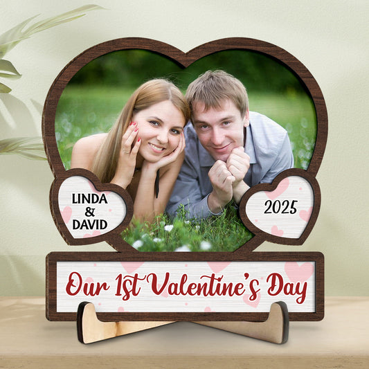 Our Valentine's Day Photo - Personalized Wooden Plaque - Valentine's Day Gift For Couple, Anniversary Gift