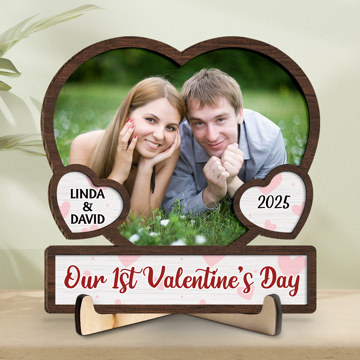 Our Valentine's Day Photo - Personalized Wooden Plaque - Valentine's Day Gift For Couple, Anniversary Gift