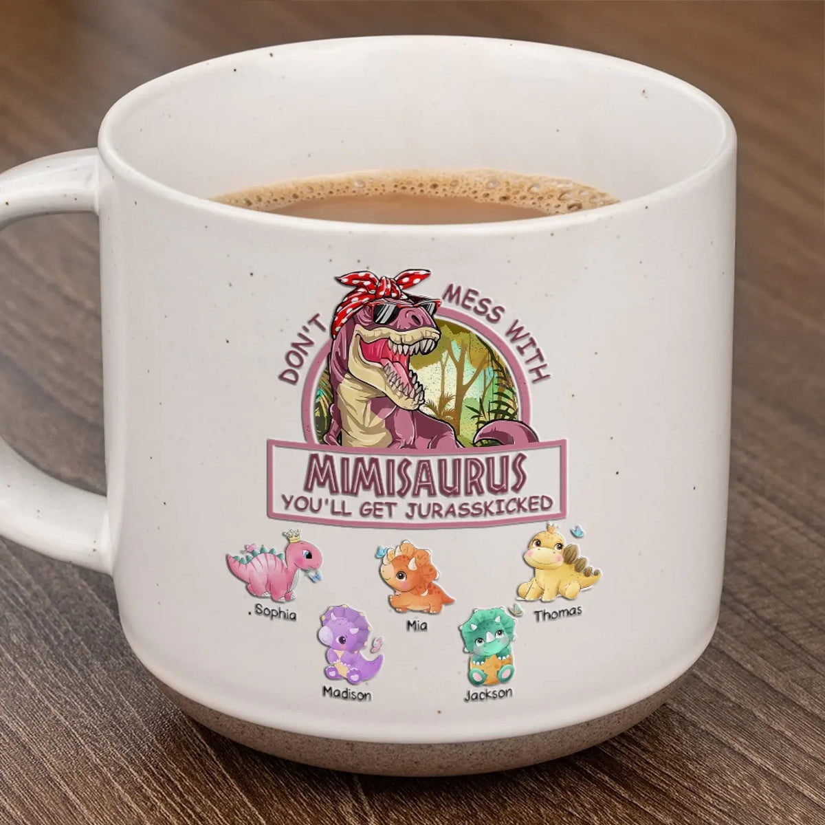 Don't Mess With Mamasaurus - Personalized Pottery Mug - Gift For Mother, Grandma, Mother's Day, Birthday Gift