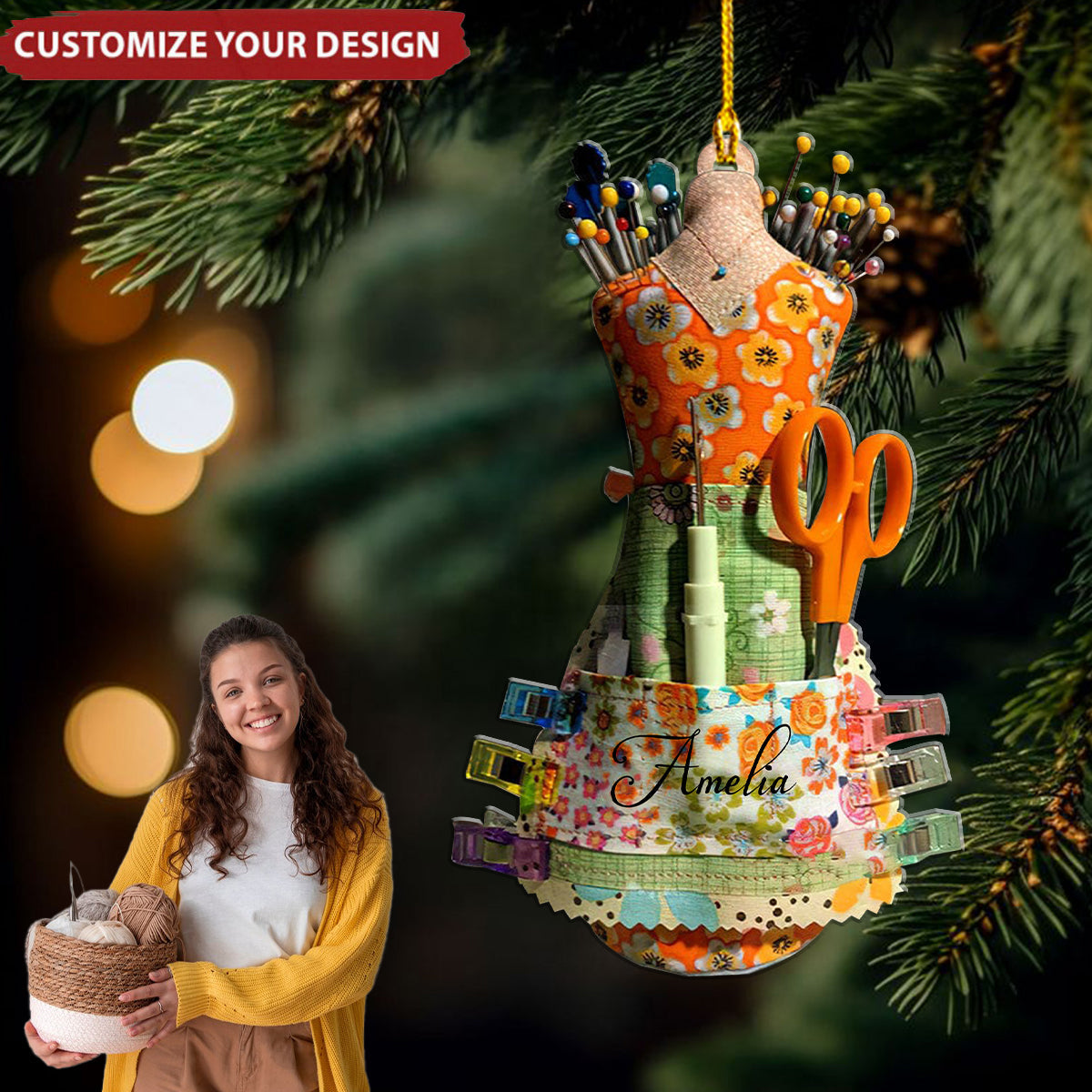 I Love Sewing - Personalized Acrylic Ornament - Christmas Gift For Tailor