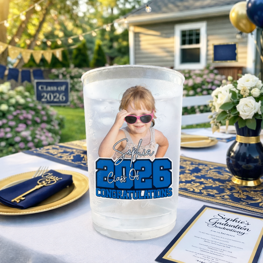 Congratulation Class Of 2026 - Personalized Plastic Frosted Water Cup - Graduation Party Decor