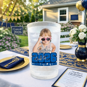 Congratulation Class Of 2026 - Personalized Plastic Frosted Water Cup - Graduation Party Decor
