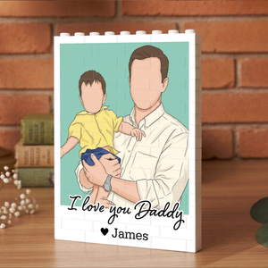 Personalized Dad Portrait Building Blocks, Daddy And Me Photo Keepsake, Fathers Day Gift for Dad, Best Dad Gift from Kids, Birthday Gift