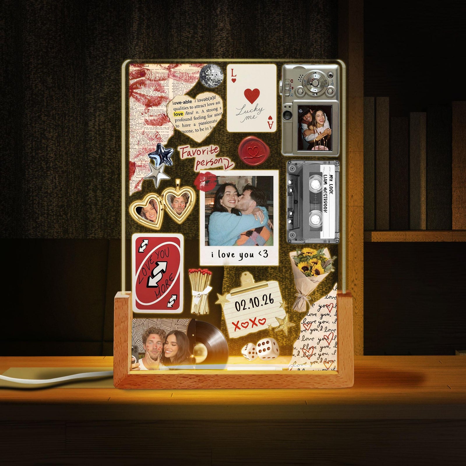 Personalized Couple Matchbook Night Light, Custom Photo Frame Lamp for Her, Couple Gift, Gift for Him, Valentines Day Gift, Anniversary Gift